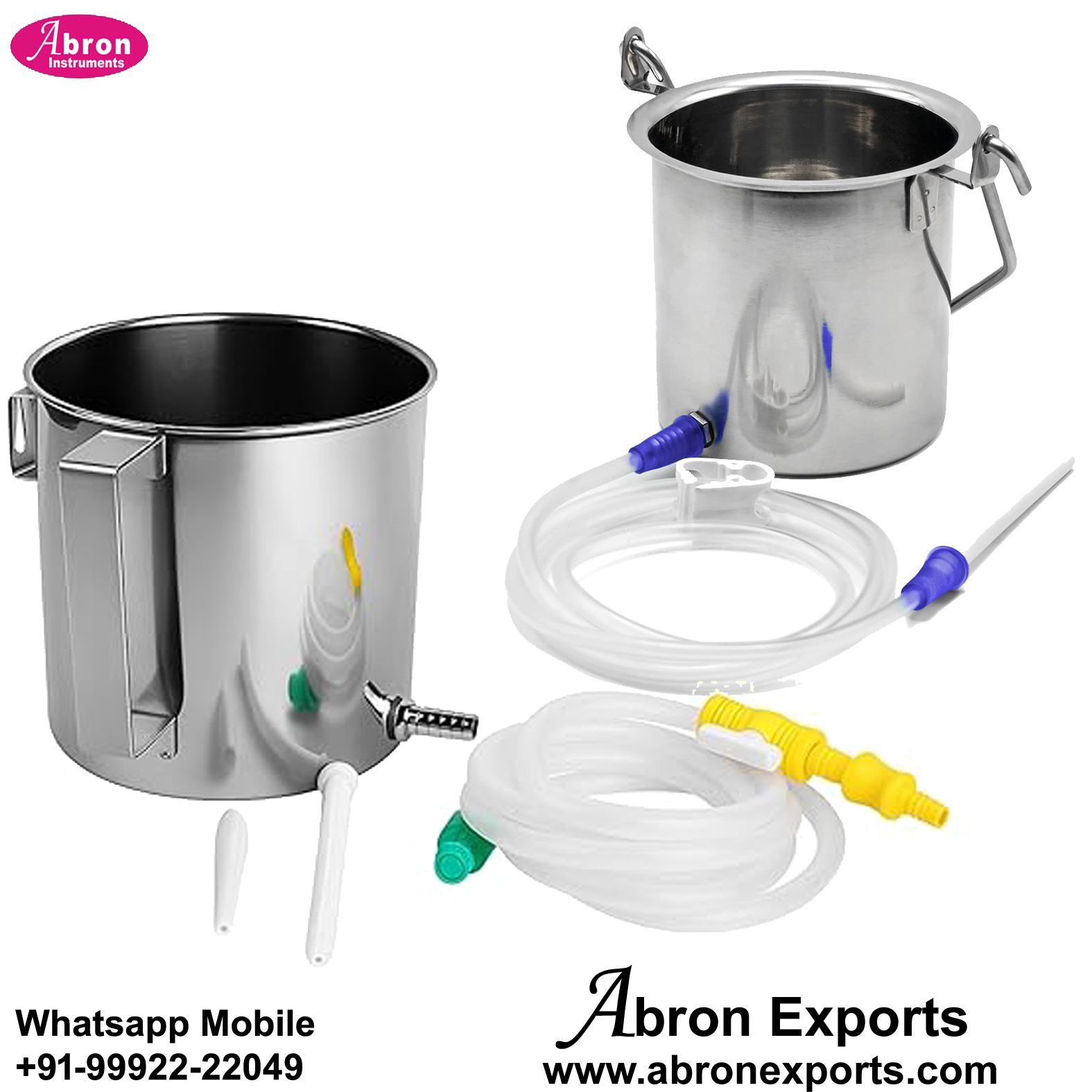Hospital Douche Tube With Jar 1500ml SS Stainless Steel With Rolled Ends Surgical Medical Clinical 10pc Abron ABM-2529DES 